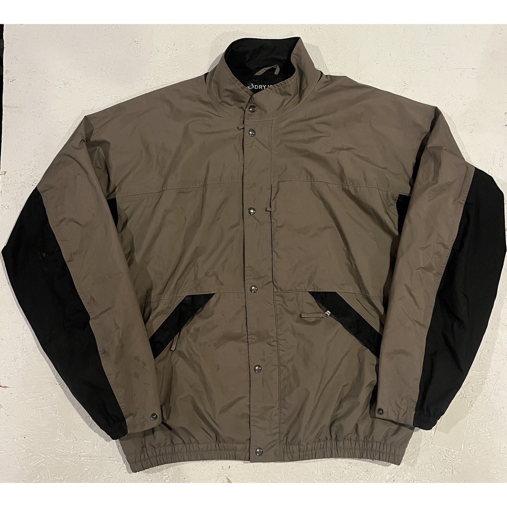 DryJoys By FootJoy Jacket Mens Size XL Black Golf Windbreaker Full Zip‎ Snap